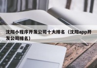 沈阳小程序开发公司十大排名（沈阳app开发公司排名）