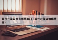 软件开发公司有哪些部门（软件开发公司那些事）