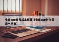 电商app开发成本核算（电商app制作费用一览表）