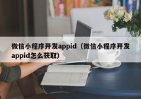 微信小程序开发appid（微信小程序开发appid怎么获取）